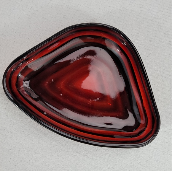 Vtg Royal Ruby Triangular Relish Insert Glass Dish - Picture 9 of 12